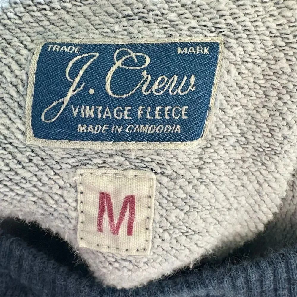 J.Crew Men's Blue Vintage Fleece Crewneck Sweatshirt Size M Long Sleeve Pullover